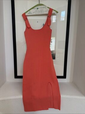Bailey 44 Coral Strap Midi Dress with Side Slit